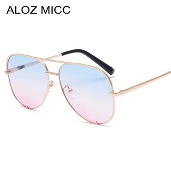ALOZ MICC 2019 Дамски Слънчеви Очила Пилотните Слънчеви Очила Женски Мъжки Маркови Дизайнерски Ретро Метални Очила с Големи Рамки за Жени UV400 Q581